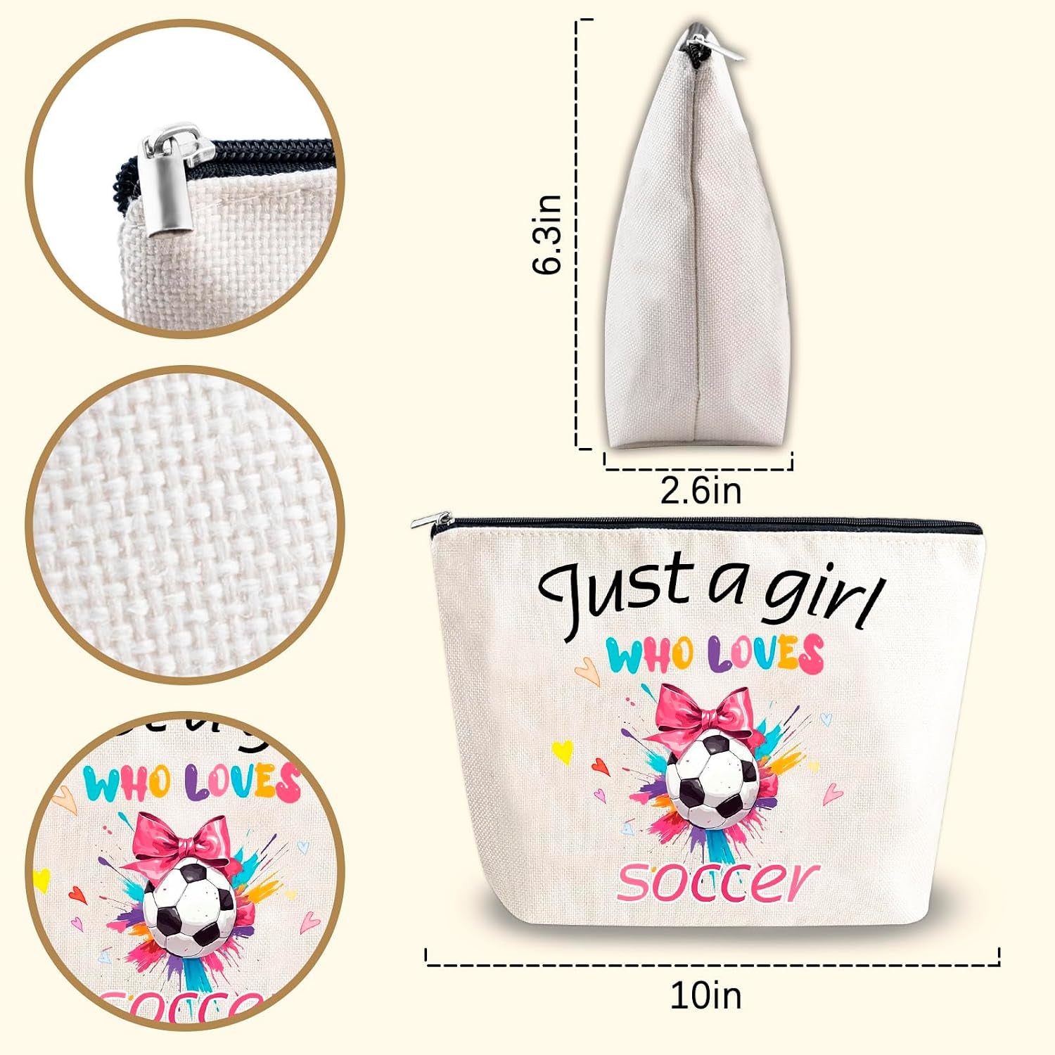 Soccer Gifts for Women Makeup Bag Who Loves Soccer Bags | Gifts for Soccer Lovers Players Coach Team Gifts for Players Fans Christmas Gift for Women Friend Travel Cosmetic Bag