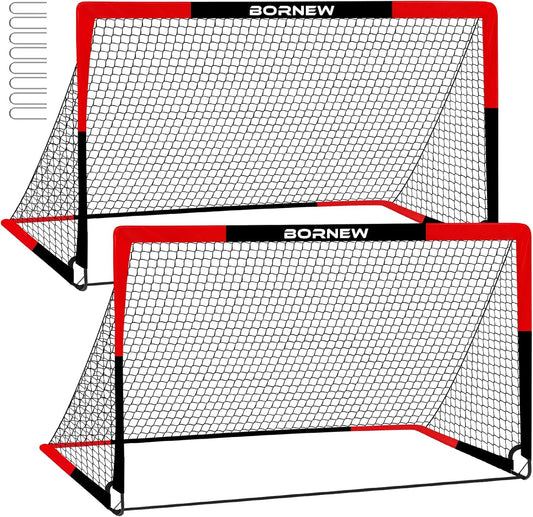 2 Pack Soccer Goal - Backyard & Indoor Soccer Goals for Kids, 7X5 / 6X4 / 4X3 Ft Portable Pop up Soccer Nets for Youth & Adult, Outdoor Games, Soccer Training Equipment Ages 3-16 Year Gift