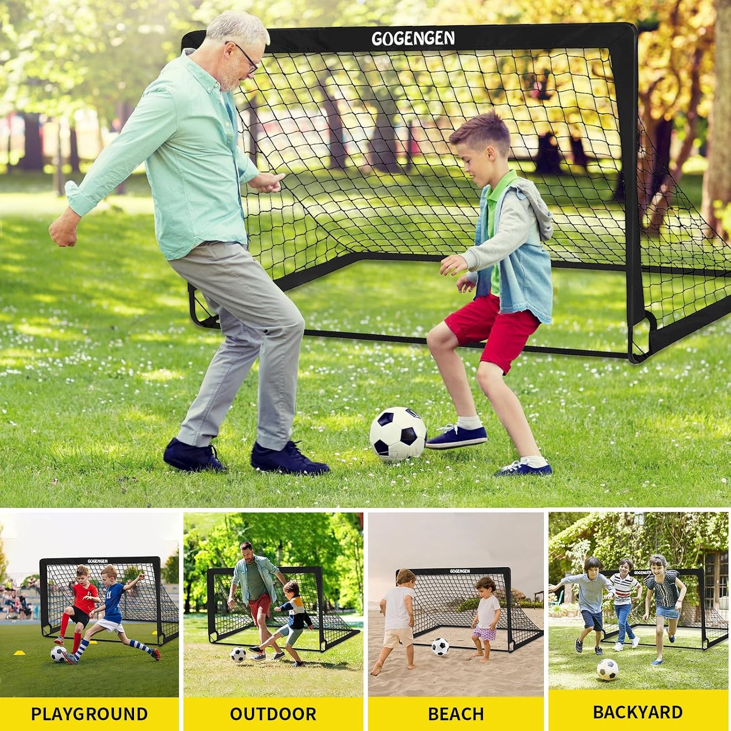 Soccer Goal, 2 of 6X4 Soccer Goals for Backyard with Soccer Net, Soccer Ball, Target, Cones, Soccer Training Equipment for Toddler Kids Youth