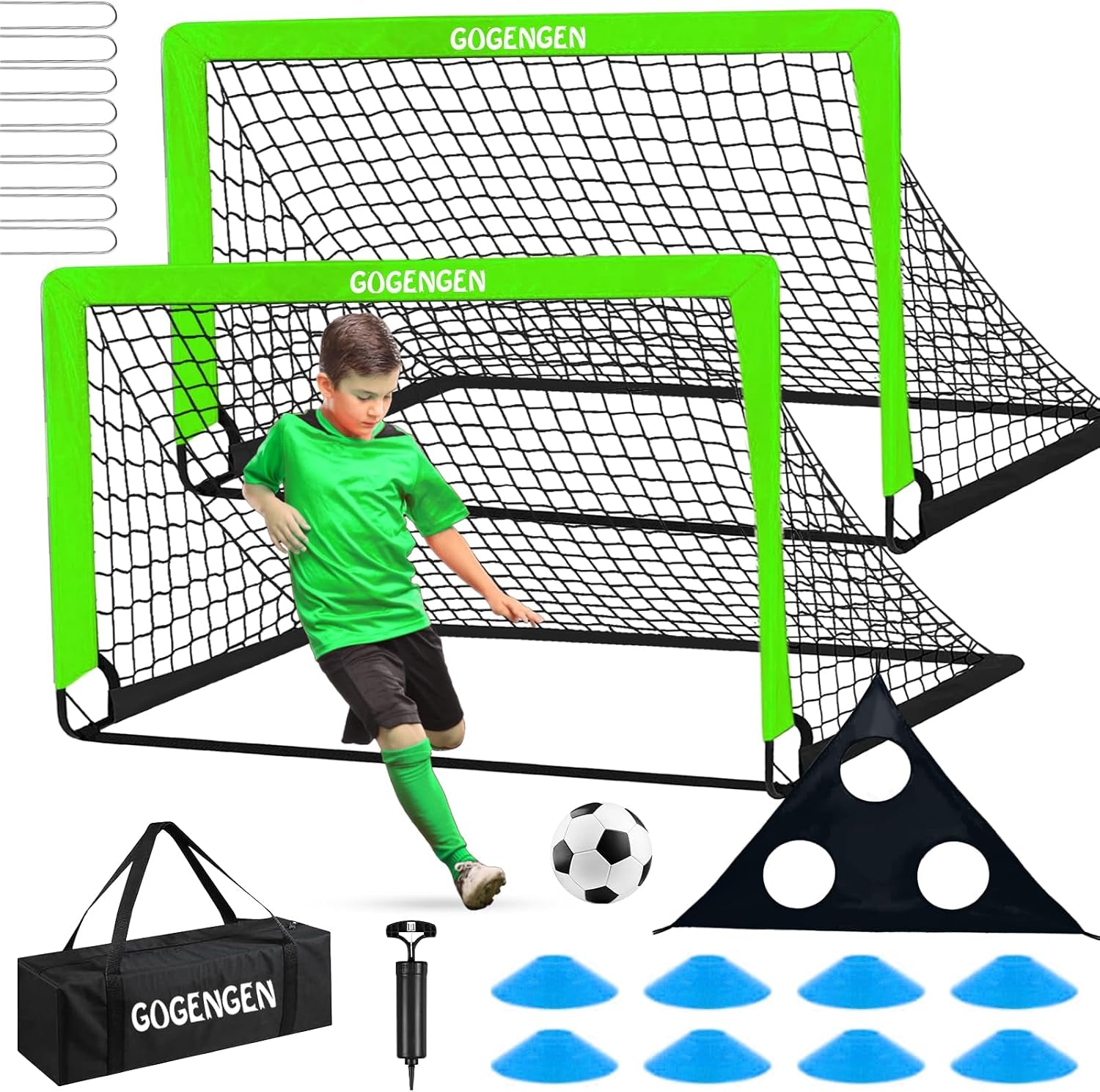 Soccer Goal, 2 of 6X4 Soccer Goals for Backyard with Soccer Net, Soccer Ball, Target, Cones, Soccer Training Equipment for Toddler Kids Youth