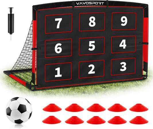 Kids Soccer Goals for Backyard Set, 6×4Ft Portable Soccer Goal & Ball Training Equipment with Cones, Target, Youth Toddler Pop up Soccer Net for Kids 3-12 Sports Play Outdoor Games Gifts
