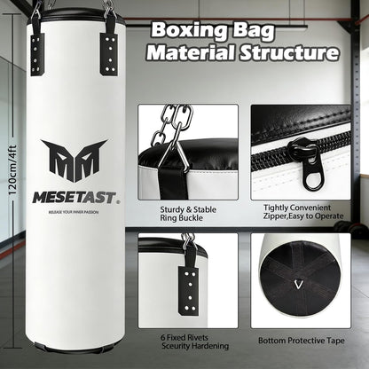 Punching Bag for Adults, 4Ft Heavy Boxing Bag Set with 12 OZ Gloves for Boxing MMA Karate Kickboxing - Unfilled