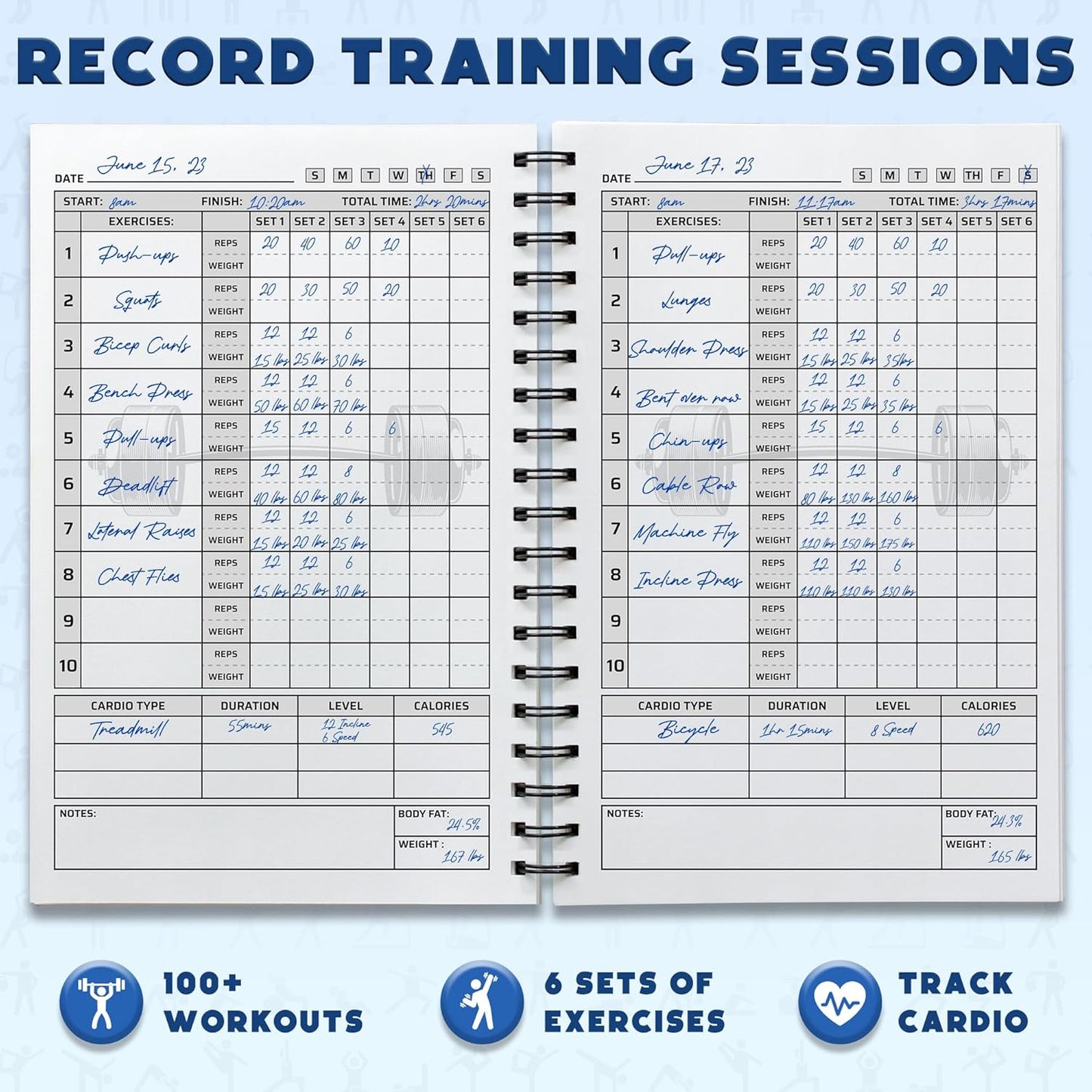 Workout Planner for Daily Fitness Tracking & Goals Setting - A5 Size, 6” X 8”, Charcoal Gray - Men & Women Personal Home & Gym Training Diary - Log Book Journal - by