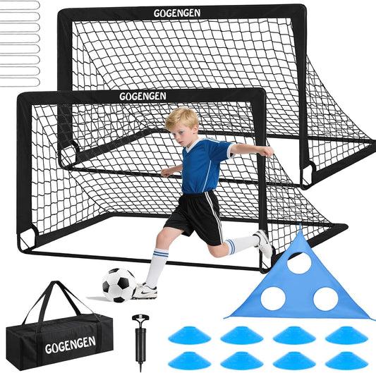 Soccer Goal, 2 of 6X4 Soccer Goals for Backyard with Soccer Net, Soccer Ball, Target, Cones, Soccer Training Equipment for Toddler Kids Youth