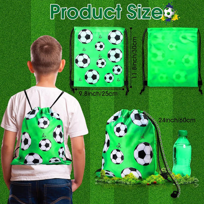 16Pcs Soccer Party Bags,Soccer Drawstring Bags,Portable Soccer Goodie Bags,Soccer Party Favors Snack Bags,Soccer Treat Bags for Kids Gym Sports Travel Class Birthday Soccer Theme Party,12 X 10 Inch