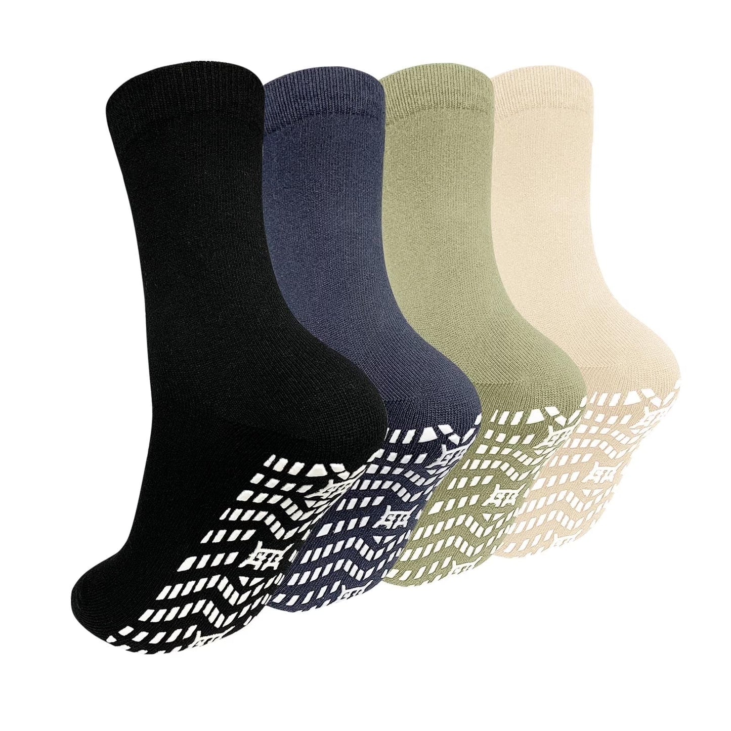 5 Pairs Non Slip Grip Socks - Ideal for Yoga, Pilates, Hospital Use - Men & Women'S Crew Sticky Gripper Socks (Size 10-13)