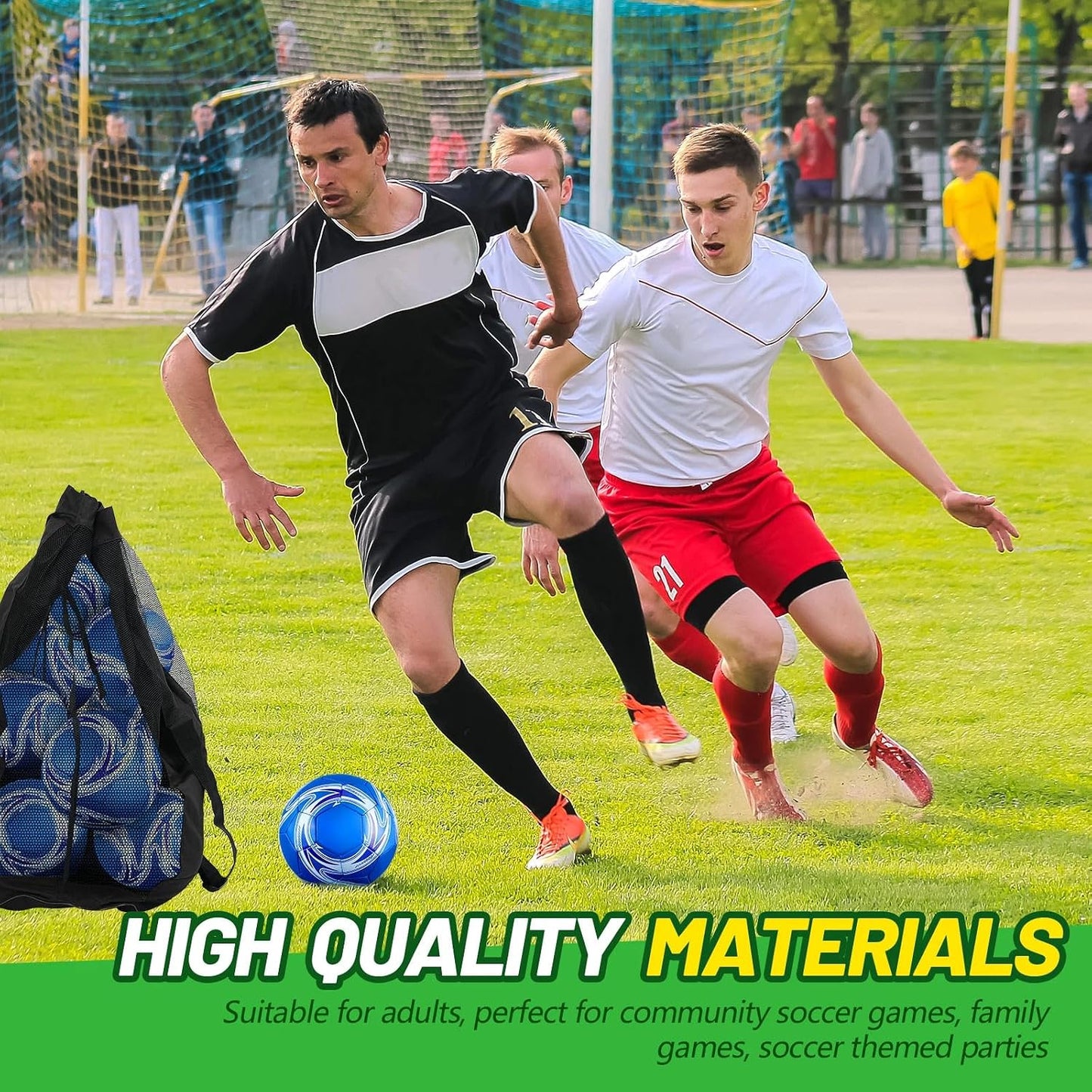 18 Pack Soccer Balls Bulk with Pump & Bag, Training Soccer Ball Official Size Deflated Football for Youth Training Outdoor outside School PE Team Coaches Practice Equipment