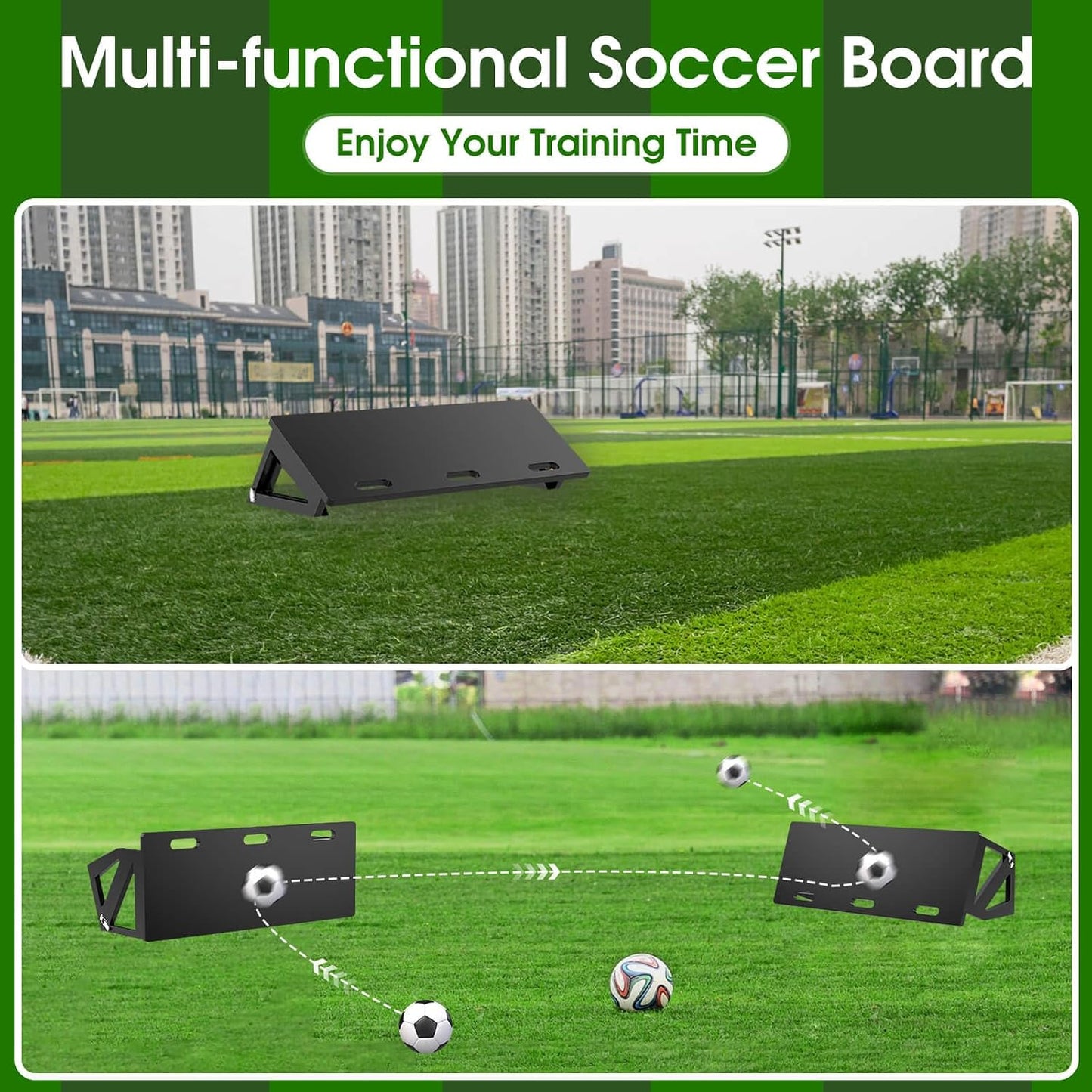 3 Angles Soccer Rebounder Board, Foldable Rebounder Soccer Wall, Portable Soccer Goal Kick Back Trainer for Passing and Bounce Back Training