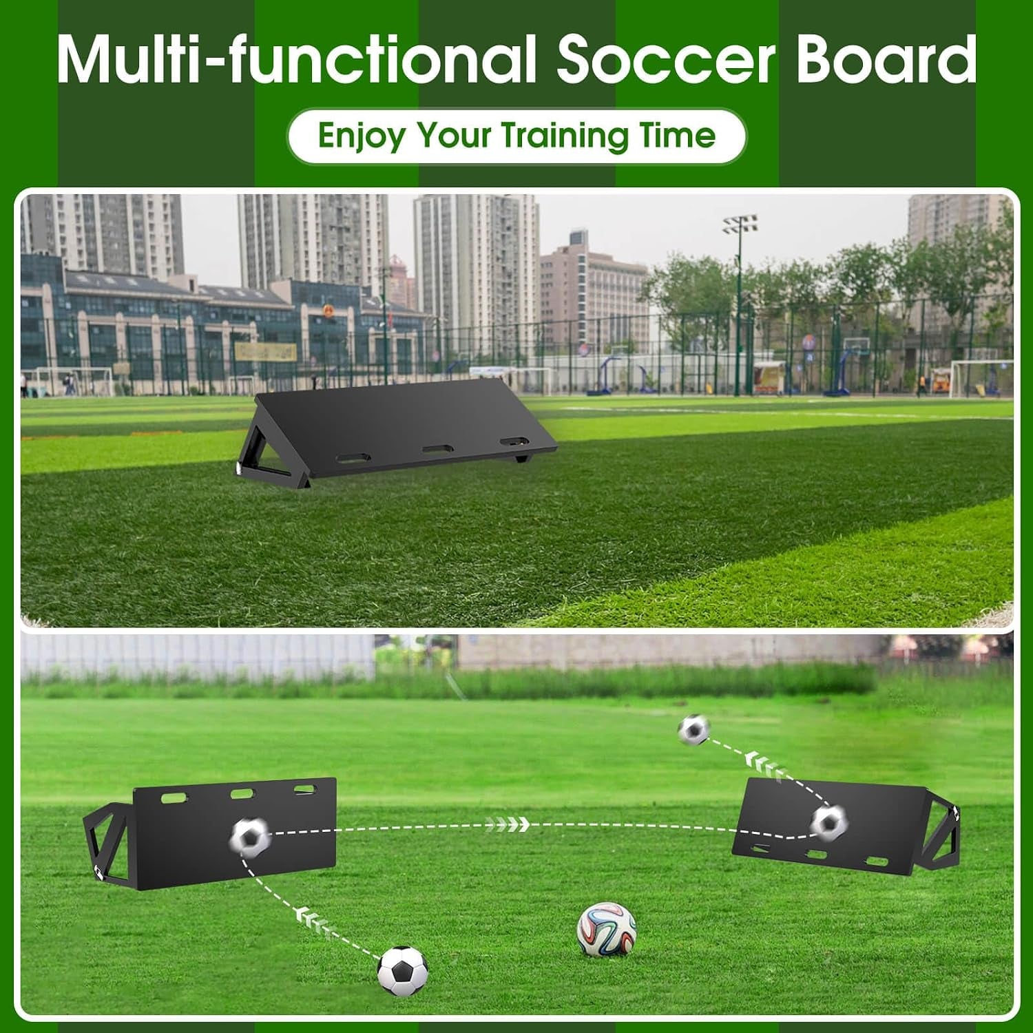 3 Angles Soccer Rebounder Board, Foldable Rebounder Soccer Wall, Portable Soccer Goal Kick Back Trainer for Passing and Bounce Back Training