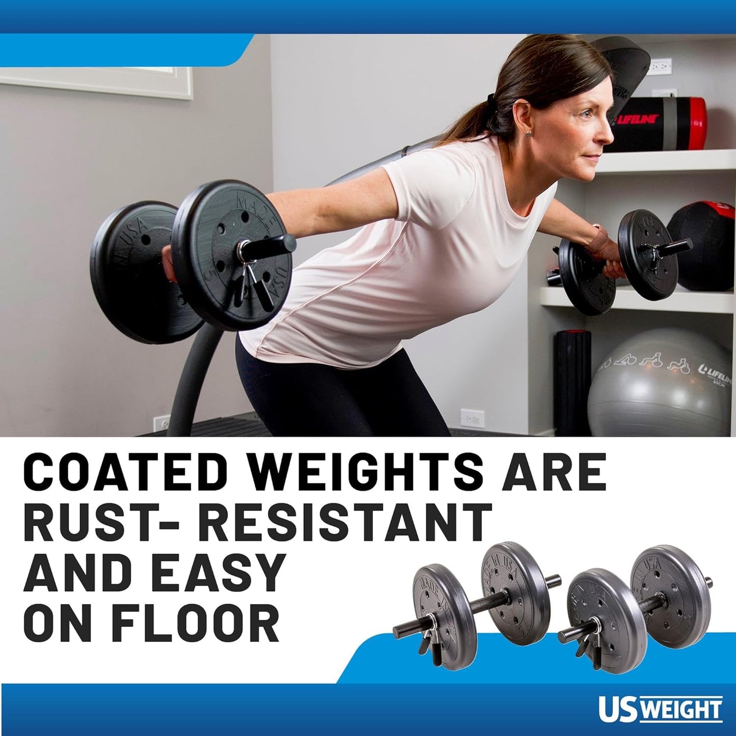 105 Pound Barbell Weight Set for Home Gym| Adjustable Weight Set with Two Dumbbell Bars and Full 6 Ft Bar, Black
