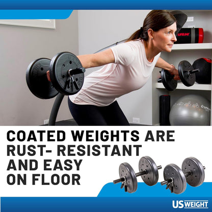 105 Pound Barbell Weight Set for Home Gym| Adjustable Weight Set with Two Dumbbell Bars and Full 6 Ft Bar, Black