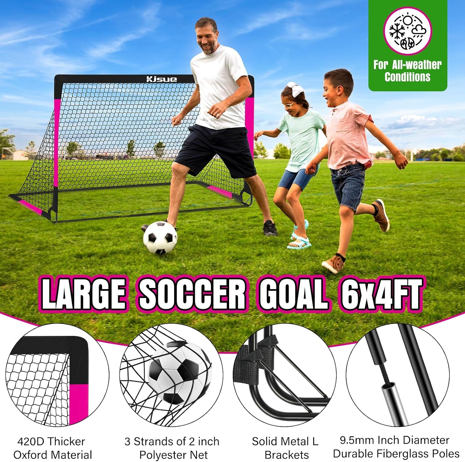 Kids Soccer Goal for Backyard Set - 2 of 6X4 Ft Soccer Goals Training Equipment, Soccer Net for Kids Age 3-5 6-8 8-10 10-12, Ball, Targets for Toddler Kid Youth Soccer Games Sports Outdoor Play