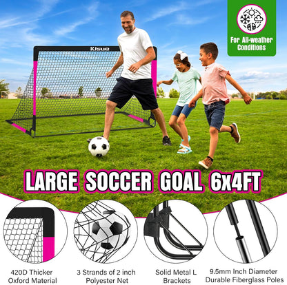 Kids Soccer Goal for Backyard Set - 2 of 6X4 Ft Soccer Goals Training Equipment, Soccer Net for Kids Age 3-5 6-8 8-10 10-12, Ball, Targets for Toddler Kid Youth Soccer Games Sports Outdoor Play