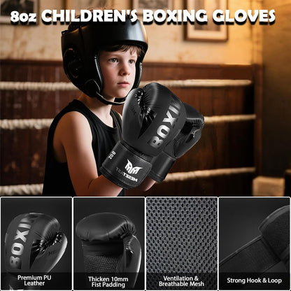 Punching Bag for Kids Teenagers, 2.7Ft Kids Punching Bag with 8 OZ Boxing Gloves for Youth Boxing MMA Karate Kickboxing - Unfilled