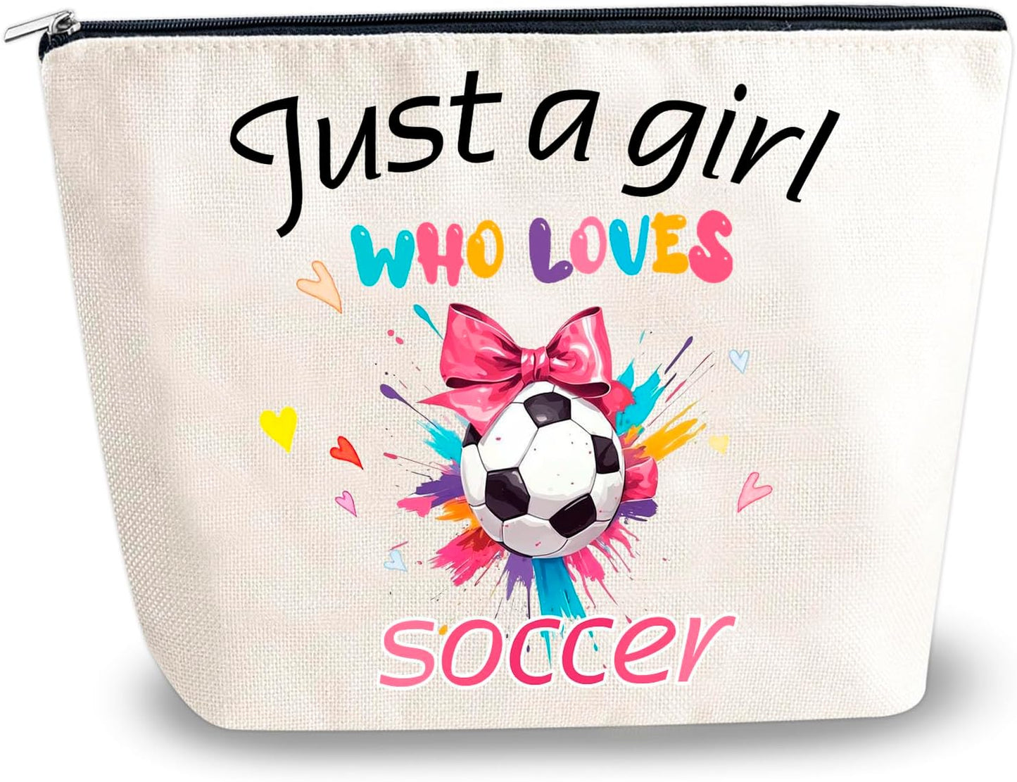 Soccer Gifts for Women Makeup Bag Who Loves Soccer Bags | Gifts for Soccer Lovers Players Coach Team Gifts for Players Fans Christmas Gift for Women Friend Travel Cosmetic Bag