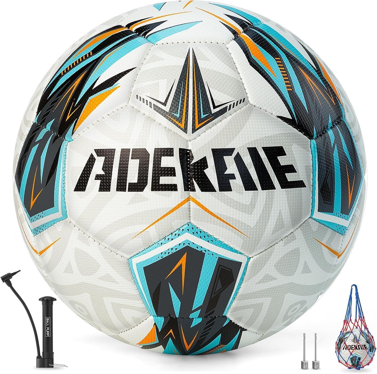 Soccer Ball Size 5 for All Age Recreational or Professional Outdoor Practice, PU Official Size&Weight, Size 5 Soccer Ball for Boys Youth Adults College Team, Ideal Gifts with Pump and Carry Net