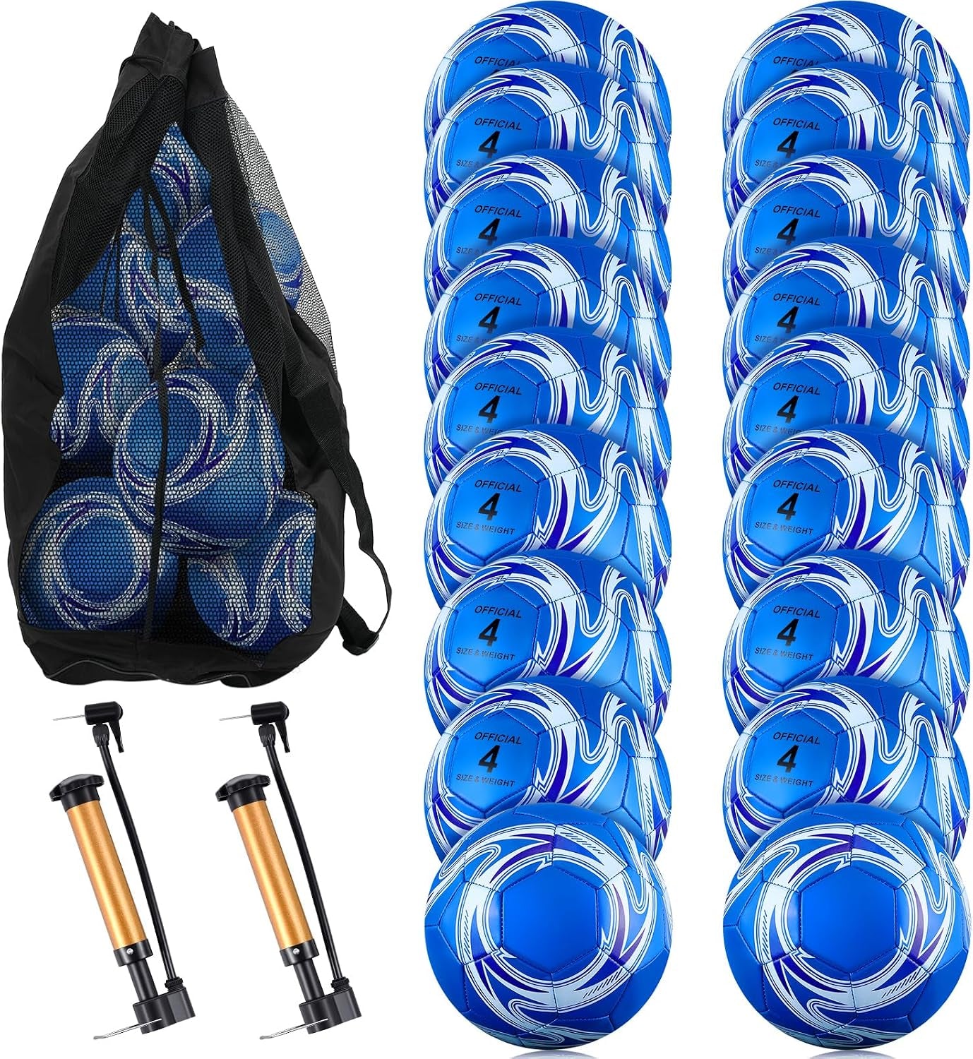 18 Pack Soccer Balls Bulk with Pump & Bag, Training Soccer Ball Official Size Deflated Football for Youth Training Outdoor outside School PE Team Coaches Practice Equipment