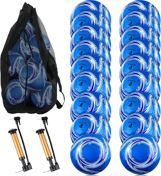 18 Pack Soccer Balls Bulk with Pump & Bag, Training Soccer Ball Official Size Deflated Football for Youth Training Outdoor outside School PE Team Coaches Practice Equipment