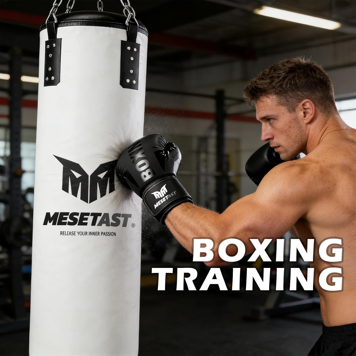 Punching Bag for Adults, 4Ft Heavy Boxing Bag Set with 12 OZ Gloves for Boxing MMA Karate Kickboxing - Unfilled