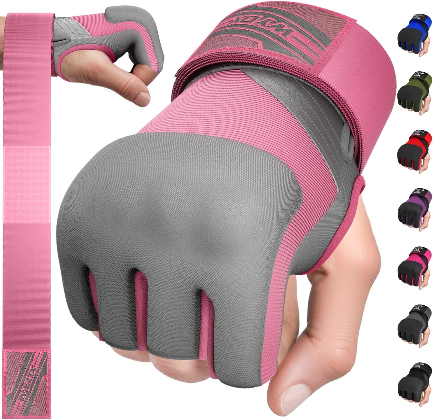 Neoprene Gel Boxing Hand Wraps Inner Gloves for Men & Women – 80Cm/31In Quick Wrist Strap, Padded Knuckle Protection, Fingerless MMA Muay Thai Kickboxing Wraps for Training & Martial Arts