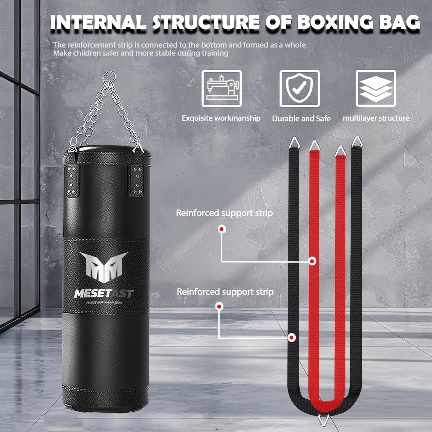 Punching Bag for Kids Teenagers, 2.7Ft Kids Punching Bag with 8 OZ Boxing Gloves for Youth Boxing MMA Karate Kickboxing - Unfilled