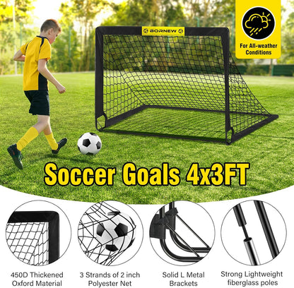 Soccer Goal - Backyard & Indoor Soccer Goals for Kids, 6X4 / 4X3 Ft Portable Pop up Soccer Nets for Youth & Adult, Outdoor Games, Soccer Training Equipment Ages 3-16 Year Gift
