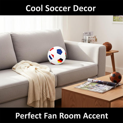 World Cup Soccer Pillow 2026 Football Throw Ball Pillow round Soccer Plush Decorative Pillows for Couch Bed Room Game Day Home Decor Soft Football Themed Plush for Women Men Fans inside House 8Inx8In