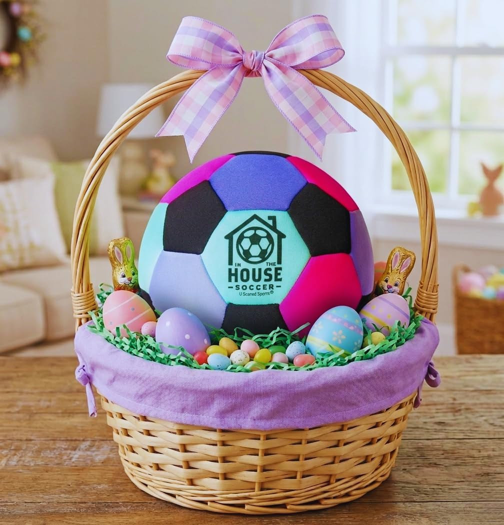 In the House Soccer Ball - Indoor Size 4 Padded Soccer Ball for Girls (Ages 3+), Boys (Ages 3+) & Adults - Bring Soccer Practice Home - Perfect for Juggling - Gift for Soccer Player