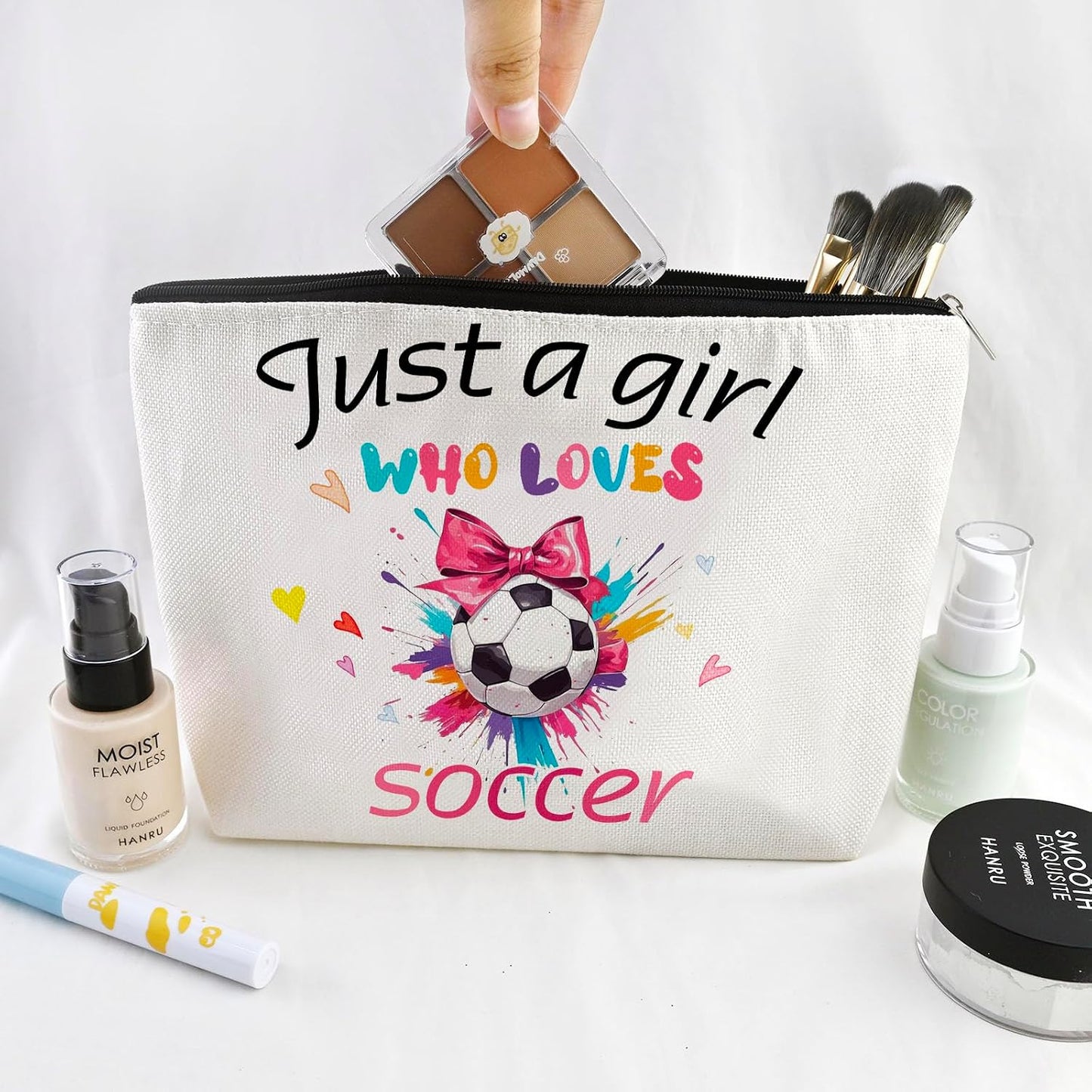 Soccer Gifts for Women Makeup Bag Who Loves Soccer Bags | Gifts for Soccer Lovers Players Coach Team Gifts for Players Fans Christmas Gift for Women Friend Travel Cosmetic Bag