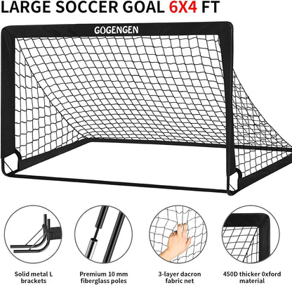 Soccer Goal, 2 of 6X4 Soccer Goals for Backyard with Soccer Net, Soccer Ball, Target, Cones, Soccer Training Equipment for Toddler Kids Youth